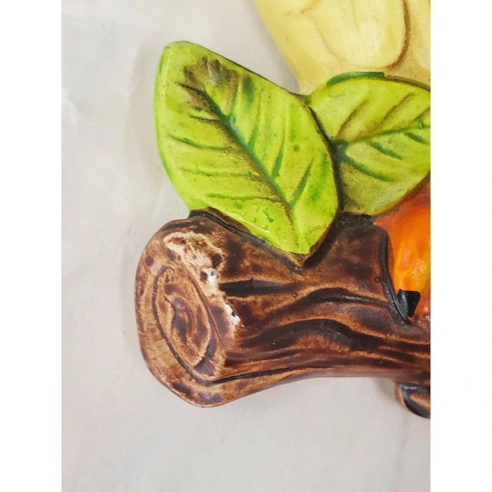 Vintage Lefton Ceramic Owl Wall Plaques‎ Set of 2 Brown Orange Yellow Japan 382